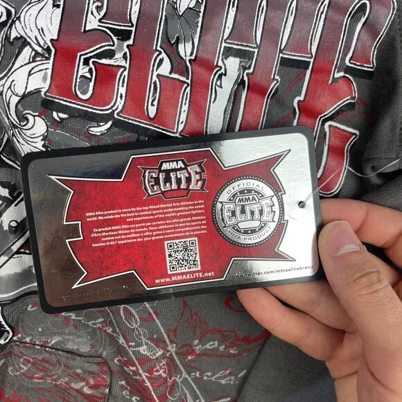 NWT MMA Elite Hoodie Gray Full Zip Up Small Y2K Goth Skull Punk Affliction Style - Picture 8 of 16